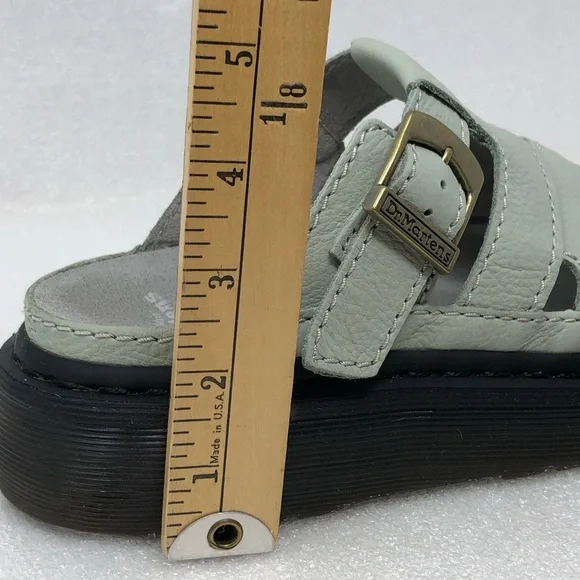 Dr. Martens Sandals Maxxy Buttery Soft Leather Sage Green Slides - Picture 13 of 15